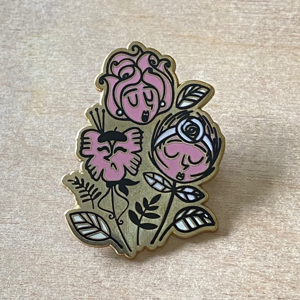 Disney Dapper Day Singing Wonderland Flowers Enamel Pin Gold Tone Pink